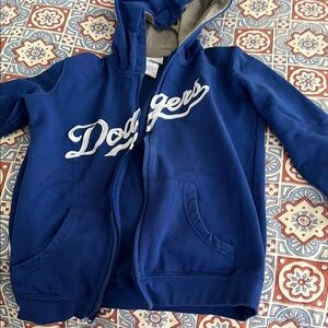 Blue Zip-Up Hoodie Dodgers Sports Sweatshirt